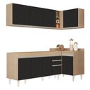 Ver imagem 1 de Armário de Cozinha Modulado de Canto Esquerdo 4 Peças Cp49 Balcão sem Tampo Castanho/preto - Lumil L