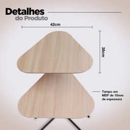 Kit 2 Mesas Laterais Apoio Sofá Sala Canto Orgânica Milão - 6