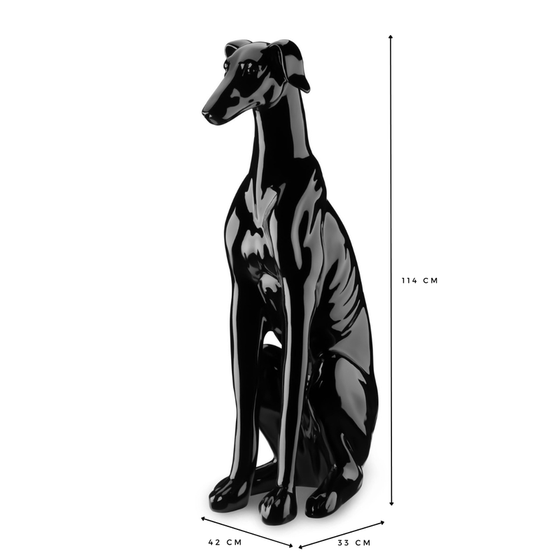 Escultura Decorativa Moderna Cachorro Galgo Gigante 115cm:preto Brilho - 4