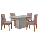 Ver imagem 2 de Mesa Jantar Diane 120cm Tampo Mdf e Vidro 4 Cadeiras Isadora Moderna Linho Capuccino Off White