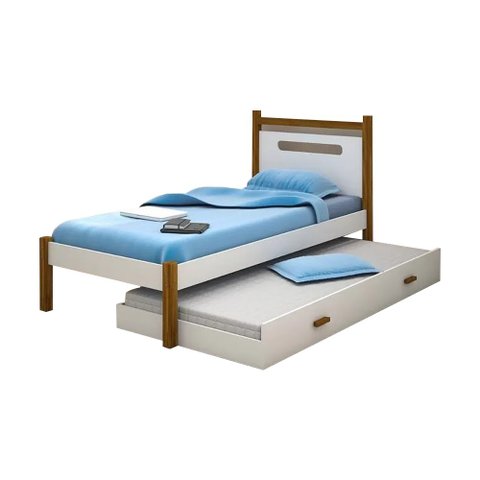 Beliche Montessoriana Design Infantil Eloa Solteiro - Branco/amêndoa Incluso Lousa Mágica