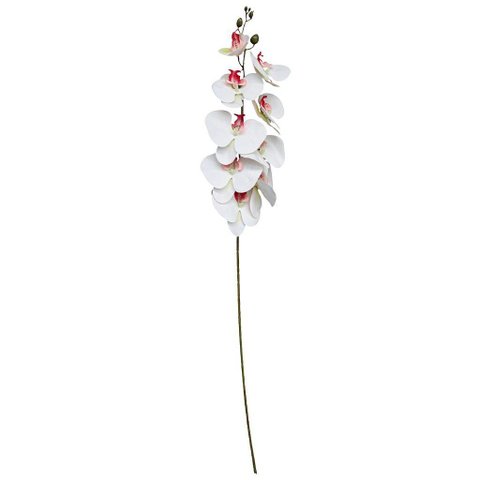 Galho Orquídea Branca 9 Flores Realistas Toque Real 95cm