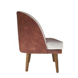 Poltrona Sophia + Puff Courissimo Nozes/linho Bege Dominic Decor - 2