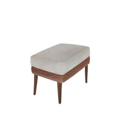 Poltrona Sophia + Puff Courissimo Nozes/linho Bege Dominic Decor - 4