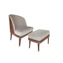 Ver imagem 1 de Poltrona Sophia + Puff Courissimo Nozes/linho Bege Dominic Decor