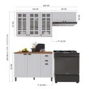Ver imagem 4 de Armário de Cozinha Modulada Compacta Fidelitá Nara 100% MDF 3 Peças 200cm 8 Portas 2 Gavetas com