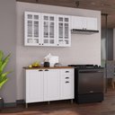 Ver imagem 1 de Armário de Cozinha Modulada Compacta Fidelitá Nara 100% MDF 3 Peças 200cm 8 Portas 2 Gavetas com
