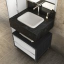 Ver imagem 2 de Conjunto para Banheiro com Espelho, Gaveteiro, Armário Vertical, Bancada e Nicho de Embutir Bumi