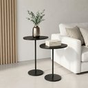 Ver imagem 7 de Conjunto de Mesa Lateral Vitta Design Orgânico Apoio MDF e Pé de Aço Preto - Lh Móveis