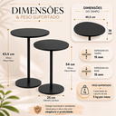 Ver imagem 2 de Conjunto de Mesa Lateral Vitta Design Orgânico Apoio MDF e Pé de Aço Preto - Lh Móveis