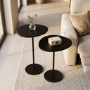 Ver imagem 1 de Conjunto de Mesa Lateral Vitta Design Orgânico Apoio MDF e Pé de Aço Preto - Lh Móveis