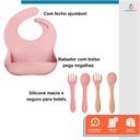 Ver imagem 6 de Kit Refeição Bebê Prato Babador Copo Talher Silicone 10 Pçs Rosa