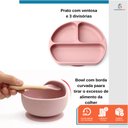 Ver imagem 4 de Kit Refeição Bebê Prato Babador Copo Talher Silicone 10 Pçs Rosa