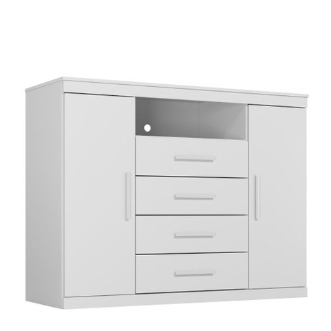 Cômoda Sapateira 2 Portas 4 Gavetas Master Branco Santos Andirá