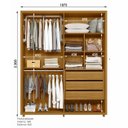 Ver imagem 2 de Guarda Roupas 100% Mdf 4 Portas 187cm Greco 181 Espazzo Madetec