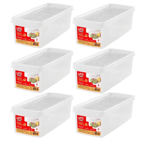 Kit 6 Organizadores de Geladeira 4,2l Legumes Verduras Tampa Ventilável Caixa Plástica