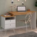 Ver imagem 2 de Mesa Escrivaninha Industrial 2 Gavetas Lux A06 Olmo/branco - Mpozenato