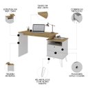 Ver imagem 3 de Mesa Escrivaninha Industrial 2 Gavetas Lux A06 Olmo/branco - Mpozenato