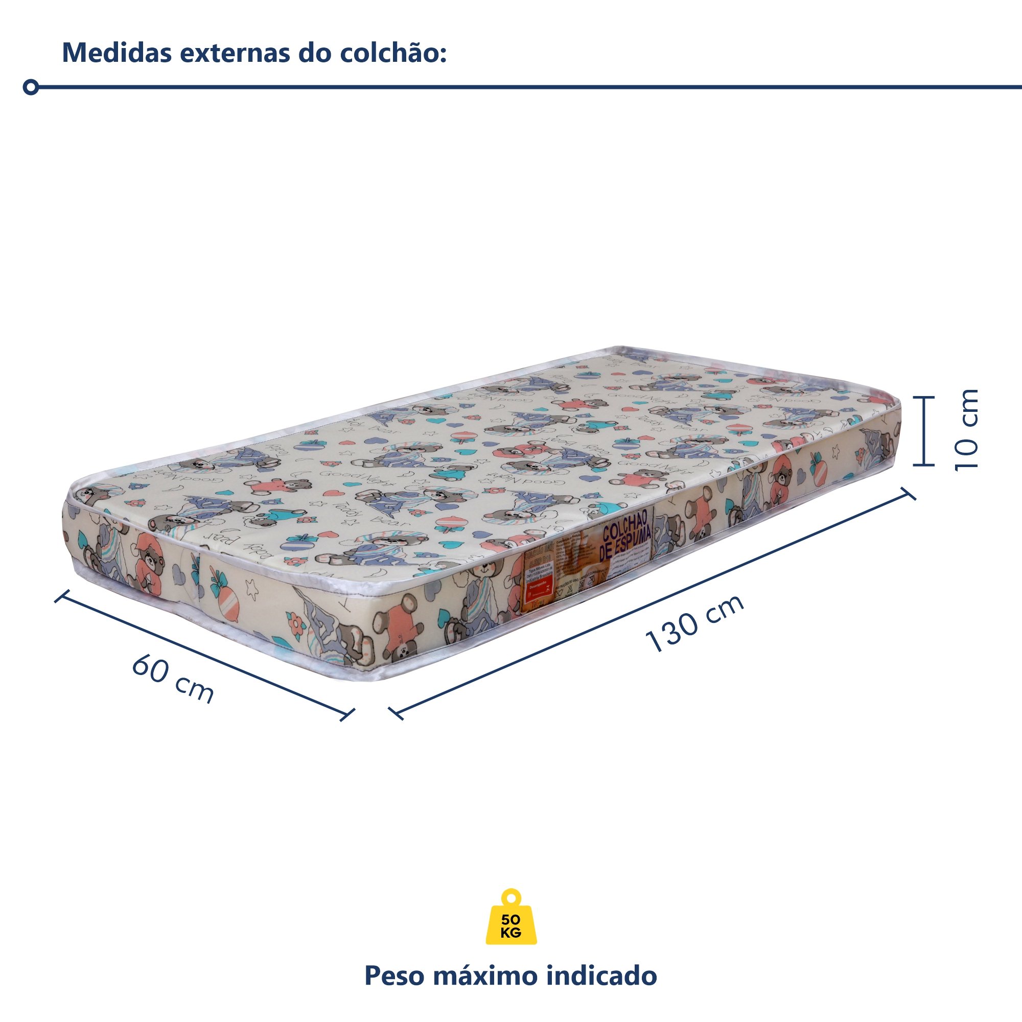 Colchão Berço 130x60x10cm Baby Sleep  - 4