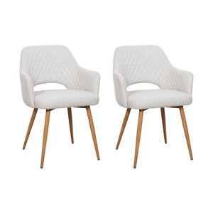 Kit 2 Cadeiras de Jantar Dakota Estrutura Aço Carbono Laminado Natural com Estofado Linho Cru