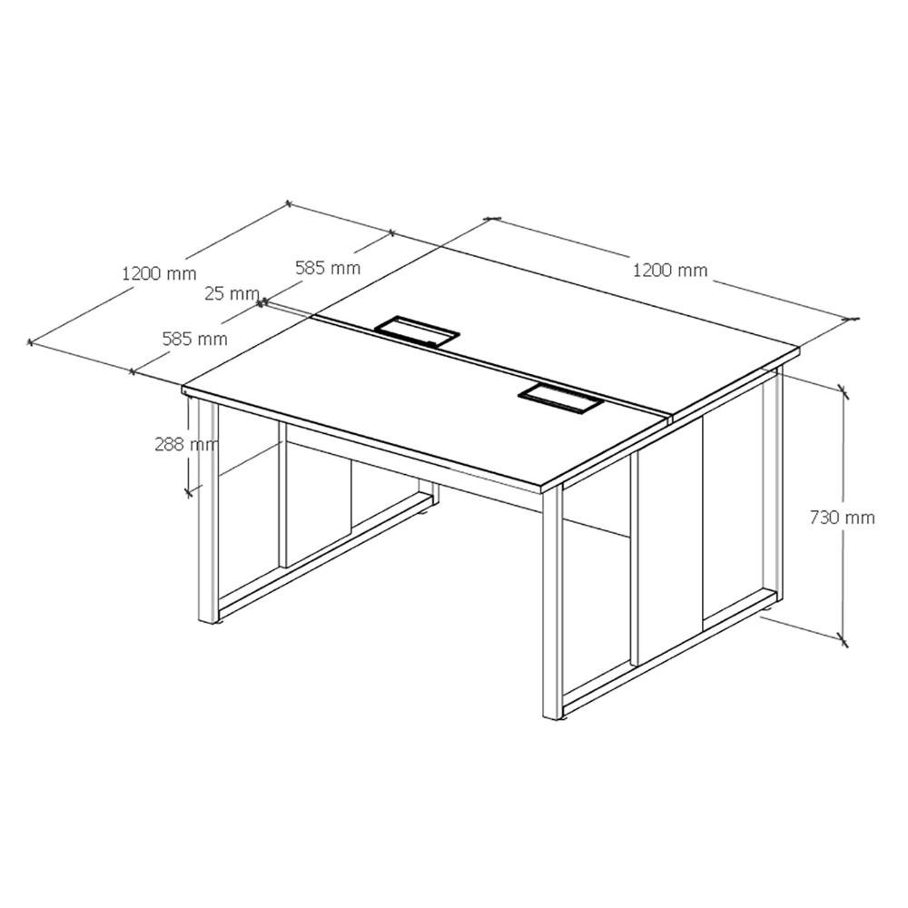 Plataforma P/ 2 Pessoas Pé Metal 1,20m X 1,20m Ng Pr F5 Cor:nogal com Preto - 2