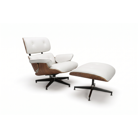Poltrona Chaeles Eames Couro Legitimo:branco