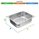 Ver imagem 2 de Cuba Gastronômica Quente Gn 1/2 Profissional para Cozinhas e Buffets Aço Inox 325x265x100 - Venâ