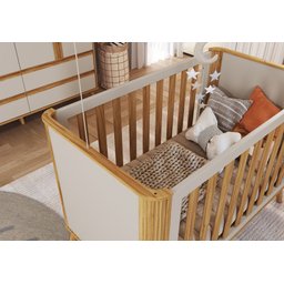 Berço Evolutivo Theo 4 em 1 - Móveis Peroba Amendoa/off White - 1