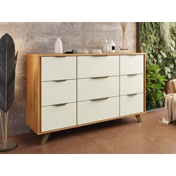 Cômoda Buffet Olimpia 9 Gavetas 100% Mdf Peroba Off White - Móveis Europa - 1