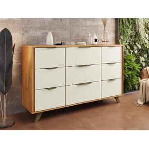Cômoda Buffet Olimpia 9 Gavetas 100% Mdf Peroba Off White - Móveis Europa