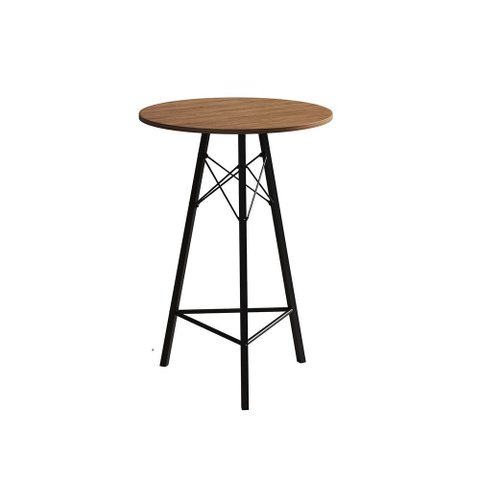 Mesa Bistrô Redonda Estrutura em Ferro Preto com Tampo Freijó