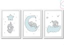 Ver imagem 1 de Quadro Decoração Infantil Elefante Bebê Estrelas Lua:branca