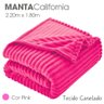 Cobertor Manta Casal Soft Canelada 2,20m X 1,80m Califórnia Cor Rosa Pink - 2