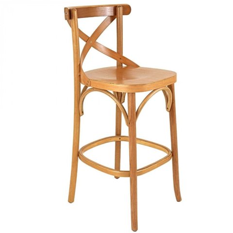 Banqueta Madeira Maciça Tauarí Verniz Natural X Texas 