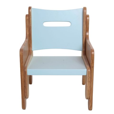 Cadeirinha Infantil de Madeira Azul Bebê Fabrink