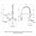 Ver imagem 5 de Torneira para Cozinha Gourmet Misturador Duplo Comando de Parede Munim Pingoo.casa - Preto