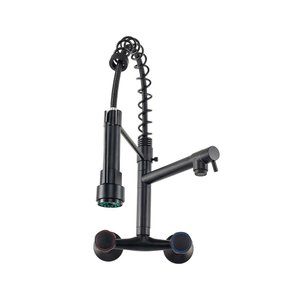 Torneira para Cozinha Gourmet Misturador Duplo Comando de Parede Munim Pingoo.casa - Preto