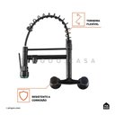 Ver imagem 4 de Torneira para Cozinha Gourmet Misturador Duplo Comando de Parede Munim Pingoo.casa - Preto