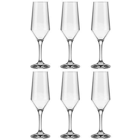Jogo 6 Taças Champanhe Espumante 186ml Sm Buffet Nadir Figueiredo Vidro Transparente