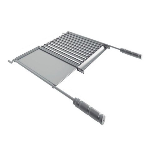 Grelha para Churrasco em Aço Inox com Chapa Auxiliar e Coletor de Gordura 77x65 Cm