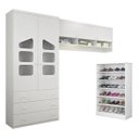 Ver imagem 1 de Guarda-Roupa Roupeiro 2 Portas Módulo e Armário Ludi 100% MDF + Sapateira Prateleira Bella