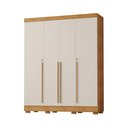 Ver imagem 6 de Guarda Roupa Casal Domus Max 4 Portas 3 Gavetas 8 Prateleiras 2,07x1,60m Cedro Off White