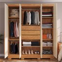 Ver imagem 5 de Guarda Roupa Casal Domus Max 4 Portas 3 Gavetas 8 Prateleiras 2,07x1,60m Cedro Off White
