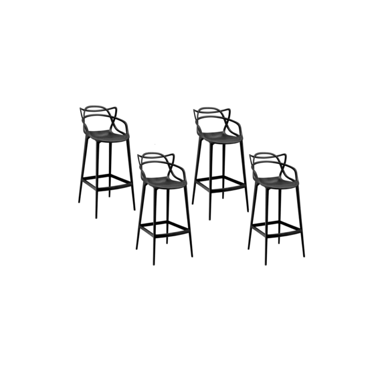 Conjunto c/4 Banqueta Allegra Alta Master Preta Cozinha Americana Balcão Polipropileno