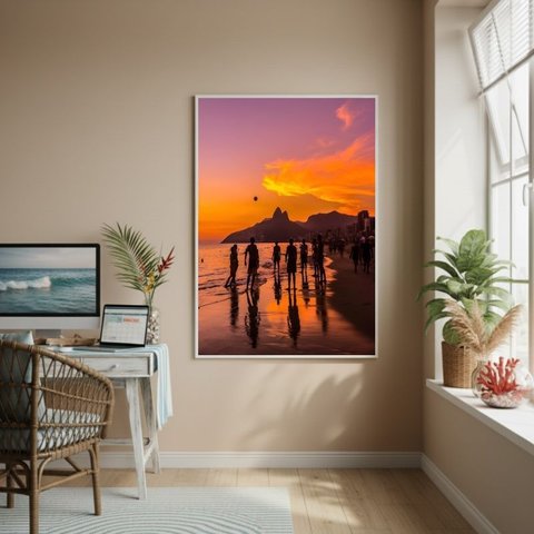 Quadro Decorativo Amigos em Ipanema - 70x50cm:moldura Branca