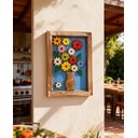 Ver imagem 1 de Quadro Rústico Flores de Madeira Artesanal Azul