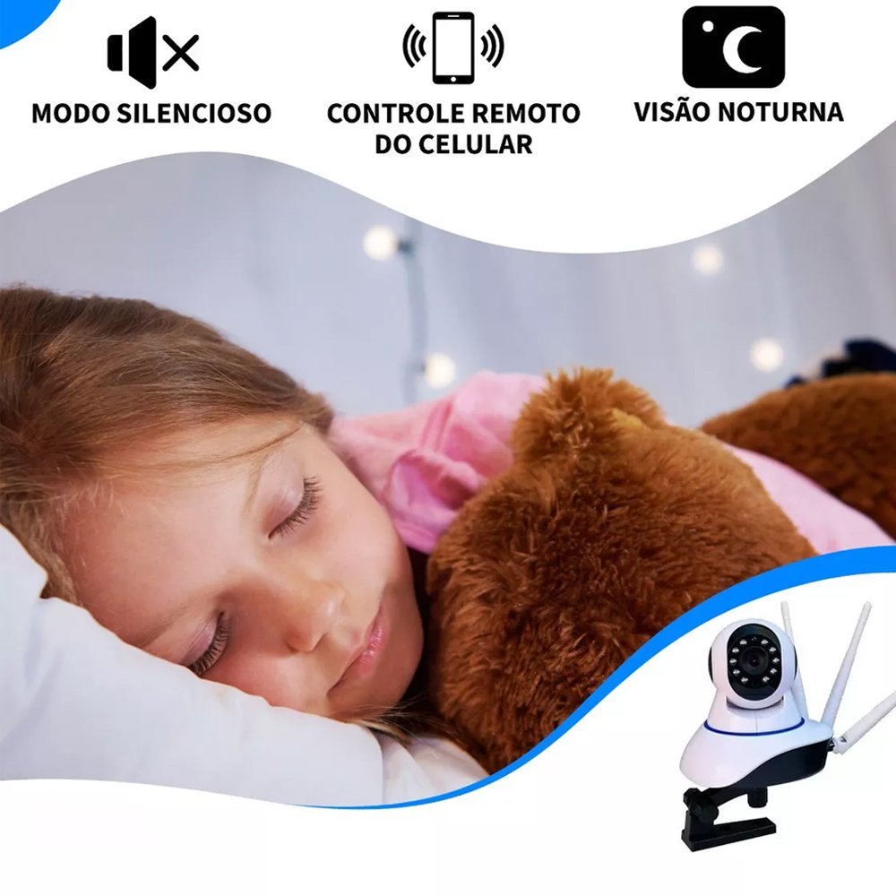 Câmera Ip Wifi Robozinho Babá Eletrônica Audio Hd 1.3M com 3 Antenas - 3