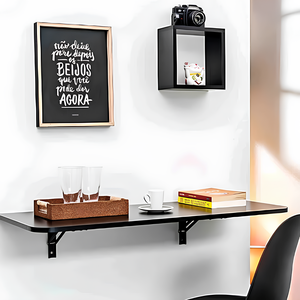 Mesa Retrátil 80x40cm na Cor Preta
