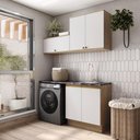 Ver imagem 1 de Lavanderia Modulada Kappesberg Celeste 3 Peças Nogueira/branco 160cm