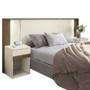 Ver imagem 1 de Cabeceira Extensível Bourbon Casal Queen Ripada Areia/Jatobá com LED - Santos Andirá